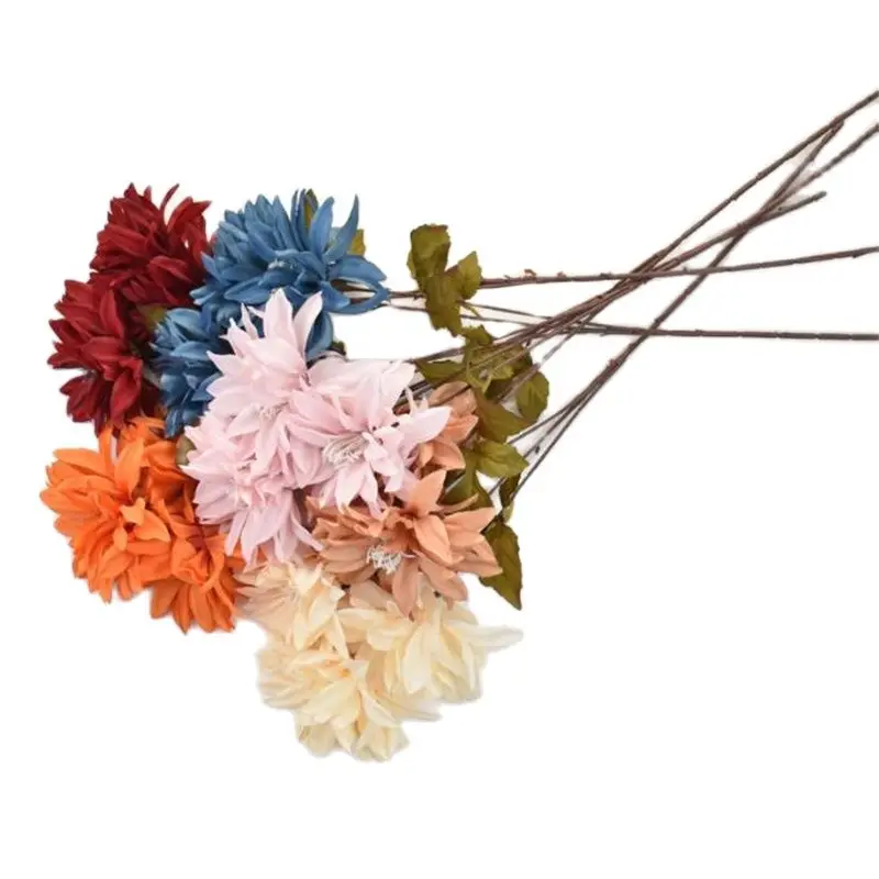 

Одна искусственная осенняя хризантема с длинным стержнем (3 головки/штука), длина 34 дюйма, имитация маргаритки для центрального орнамента св...