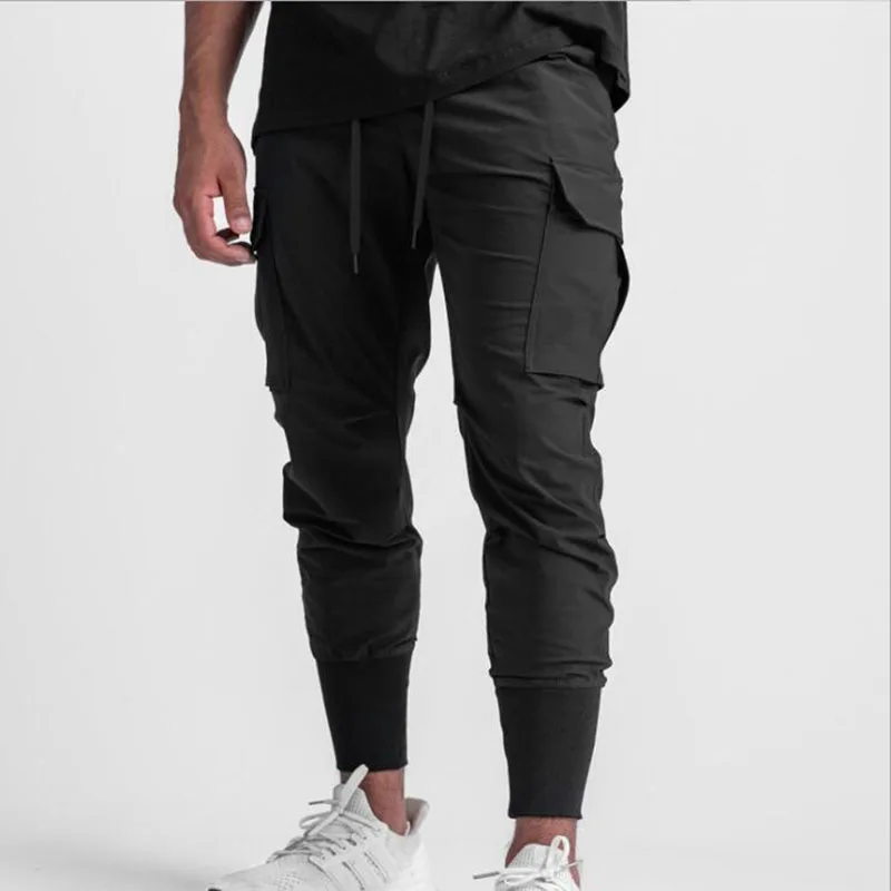 

Ropa Men's Thin Gym Jogging Sports Black Pants 2021Summer New Multi Pocket Cargo Pants Joggers Men Sweatpants Tracksuit Techwear