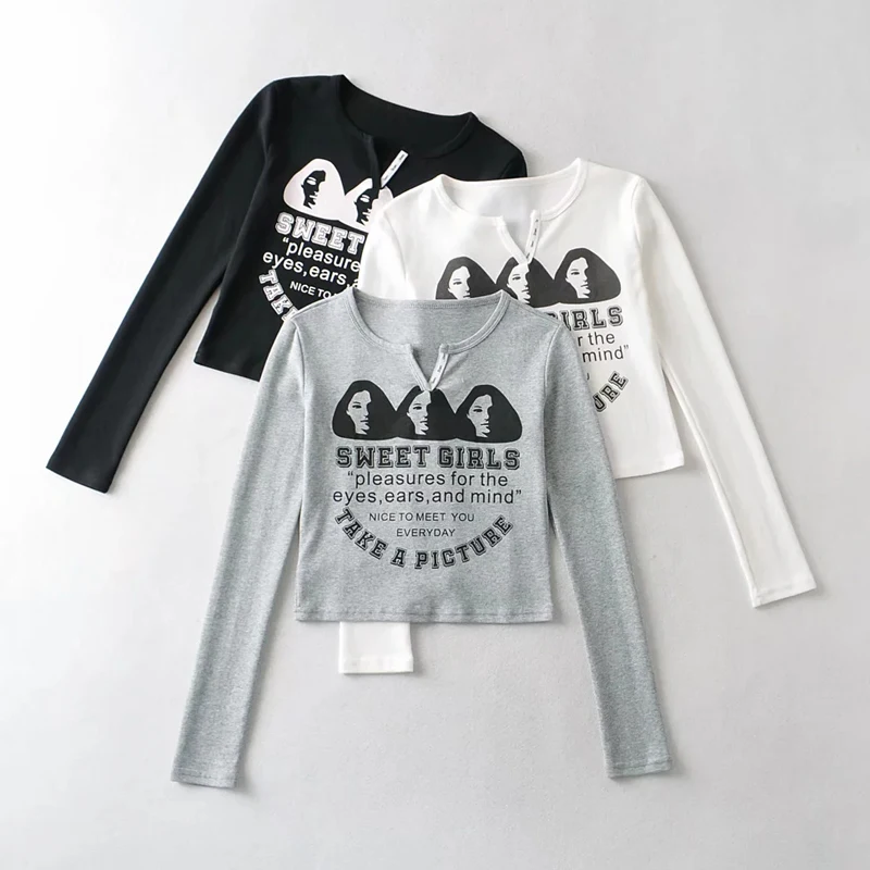 Женская футболка с длинным рукавом и принтом милая девочка | одежда