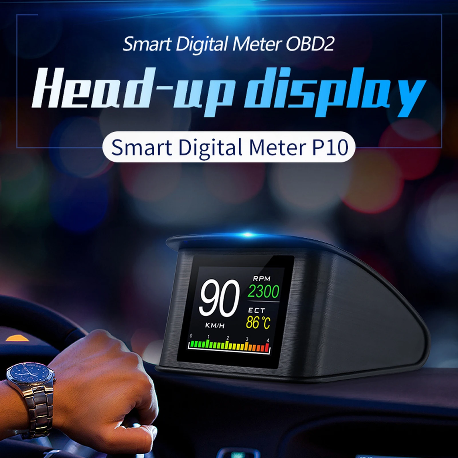 

P10 OBD2 Car Scanner On-board Computer HUD Display Temperature Consumption Speedometer Gauge Automobile Diagnostic Tool