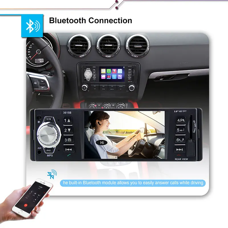 Автомобильное радио 1 din 3615B FM авто аудио стерео Bluetooth Авторадио Поддержка камеры