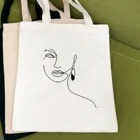 Холщовая Сумка в Корейском стиле с принтом персонажа, женская сумка на плечо, модные повседневные сумки для покупок, высококачественные большие сумки для лица