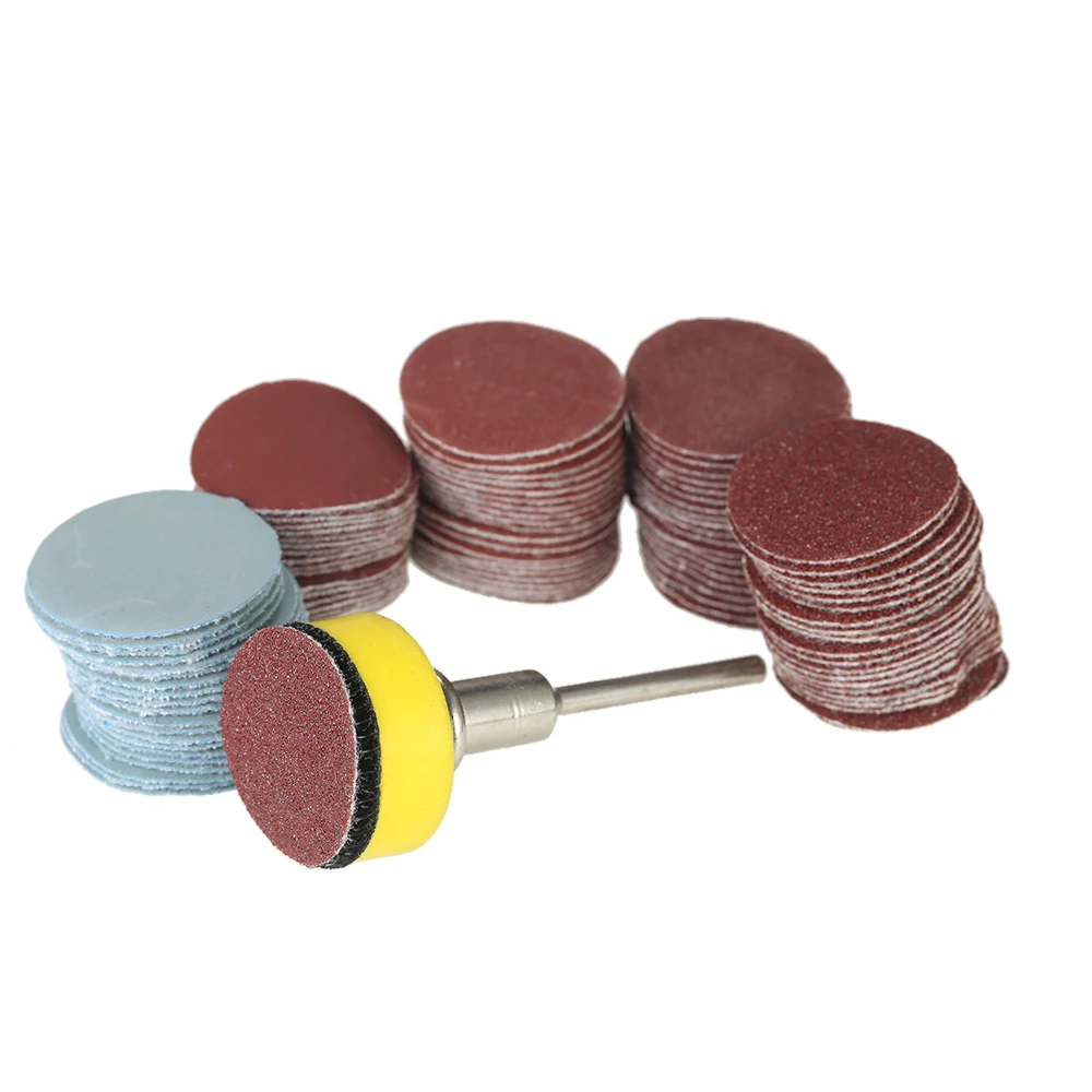 

100PCS 25mm 1" Sander Disc Sanding Disk 100-3000 Grit Paper with 1inch Abrasive Polish Pad Plate + 1/8" Shank Rotary Tool
