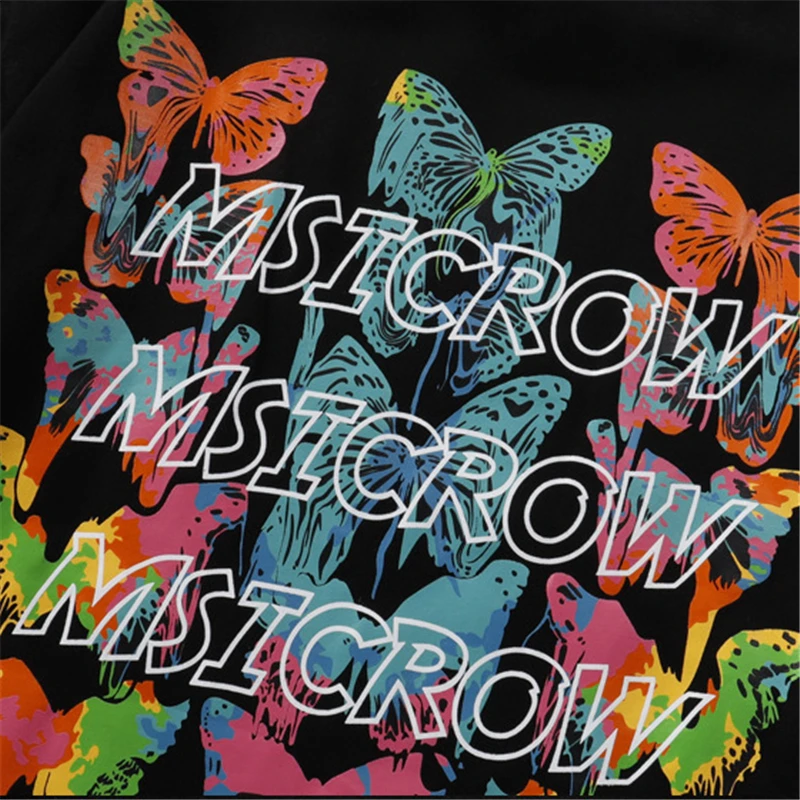 

Tshirts Streetwear Butterfly Print Tees Shirts Hip Hop Harajuku Casual Cotton Loose T-Shirt Tops Black White WY529