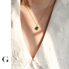 GHIDBK французские Изящные Простые ожерелья из нержавеющей стали с натуральным зеленым из камней правильной геометрической формы ожерелья женские ожерелья дворцовые украшения
