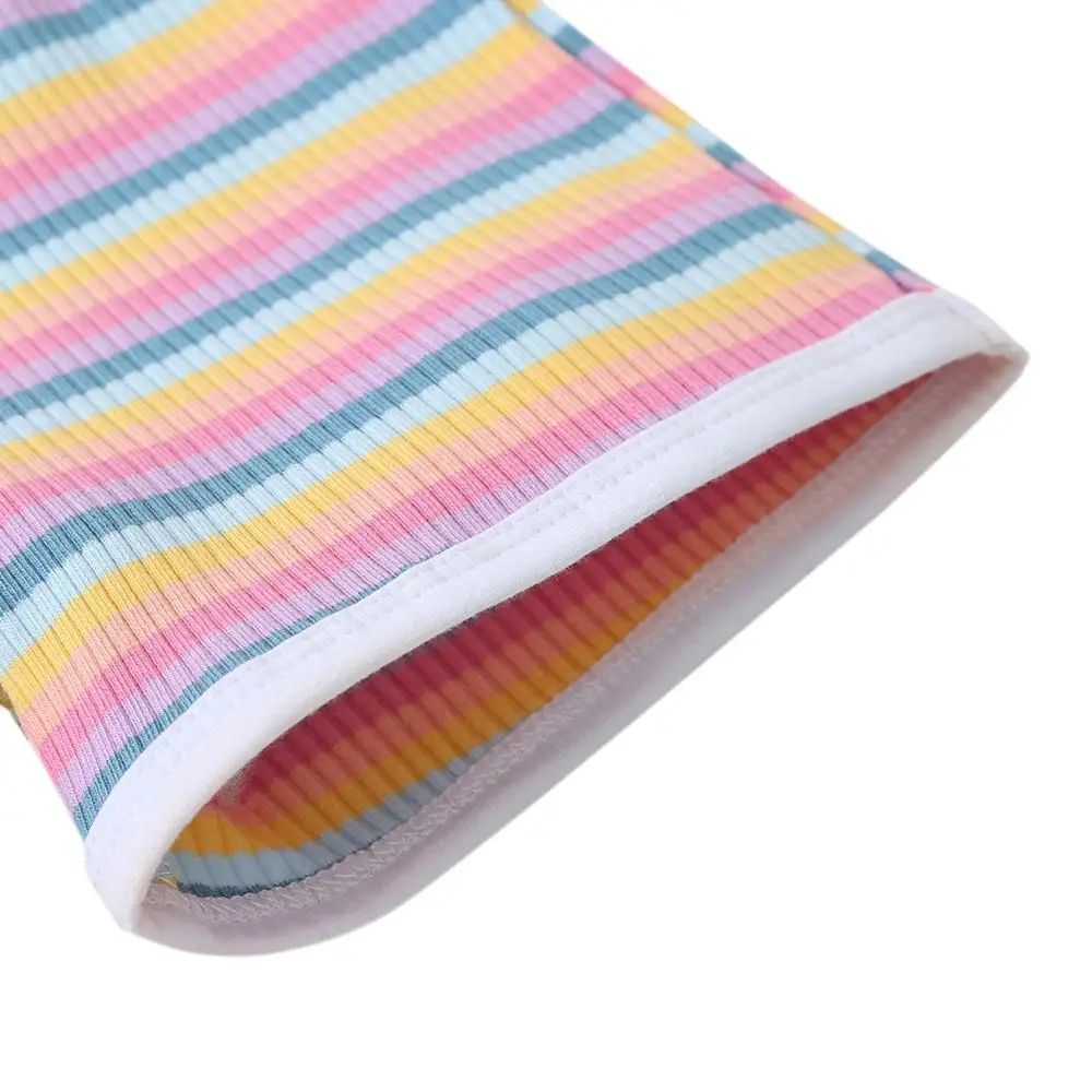 Летние Детские хлопковые комплекты с короткими рукавами для маленьких девочек