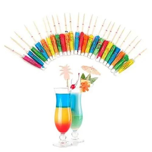 50 шт. разноцветные зубочистки мини-зонтик деревянные Коктейльные закуска