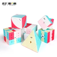 qiyi magic cube 2x2 3x3 4x4 5x5 pyraminxed stickerless 3x3x3 speed cube cartoon color newest macarons series puzzle toy for kids