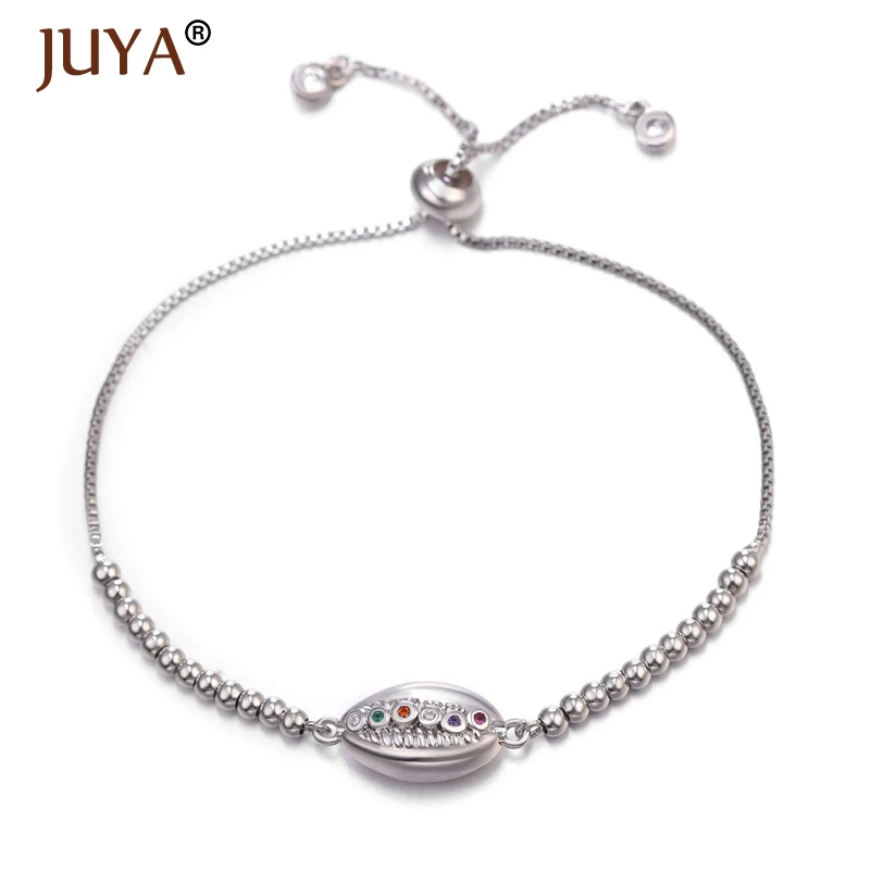 silver JUYA Медь инкрустированные CZ Мода Турецкий синий циркон круглый зловещий глаз/оболочка/Сердце Браслеты для женщин счастливый амулет ювелирные изделия Bileklik - Окраска металла: silver