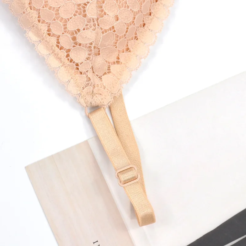 Thin French Style Bralette Lace Wireless Triangle Cup Women Lingerie Soft Bra Seamless Underwear Deep V Girls | Женская одежда