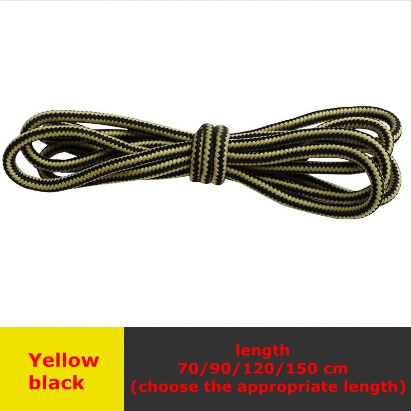 Yellow black Высококачественные круглые шнурки; двухцветные шнурки для обуви; унисекс; уличные спортивные ботинки martin для отдыха; 1 пара - Цвет: Yellow black
