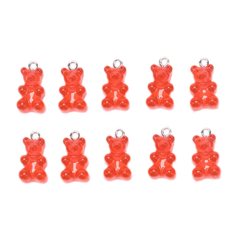 2 10 шт., хит, новинка, модные милые шармы Gummy Bear, плоская задняя часть, Полимерные Подвески, ожерелье, подвеска, серьги, подвески для украшения своими руками 1*1,7 см - Цвет: 2