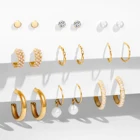 ZOVOLI модный Комплект сережек для женщин из Золотого Металла модные геометрические серьги-подвески с жемчугом 2021 тренд набор сережек ювелирные изделия