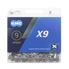 Велосипедная цепь KMC X9 MTB, велосипедные цепи 9 скоростей серии X, прочная Серебристаясерая цепь с пластиковой коробкой