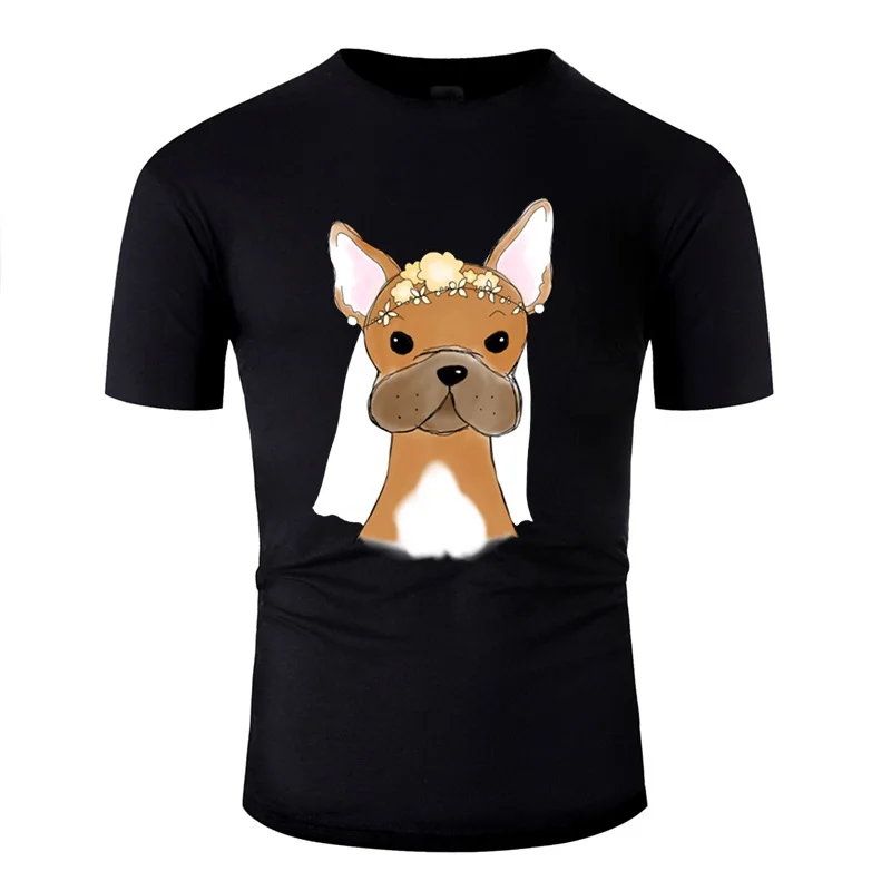 Принт Французский бульдог Frenchie Невеста Собака Любовник подарок идея футболка