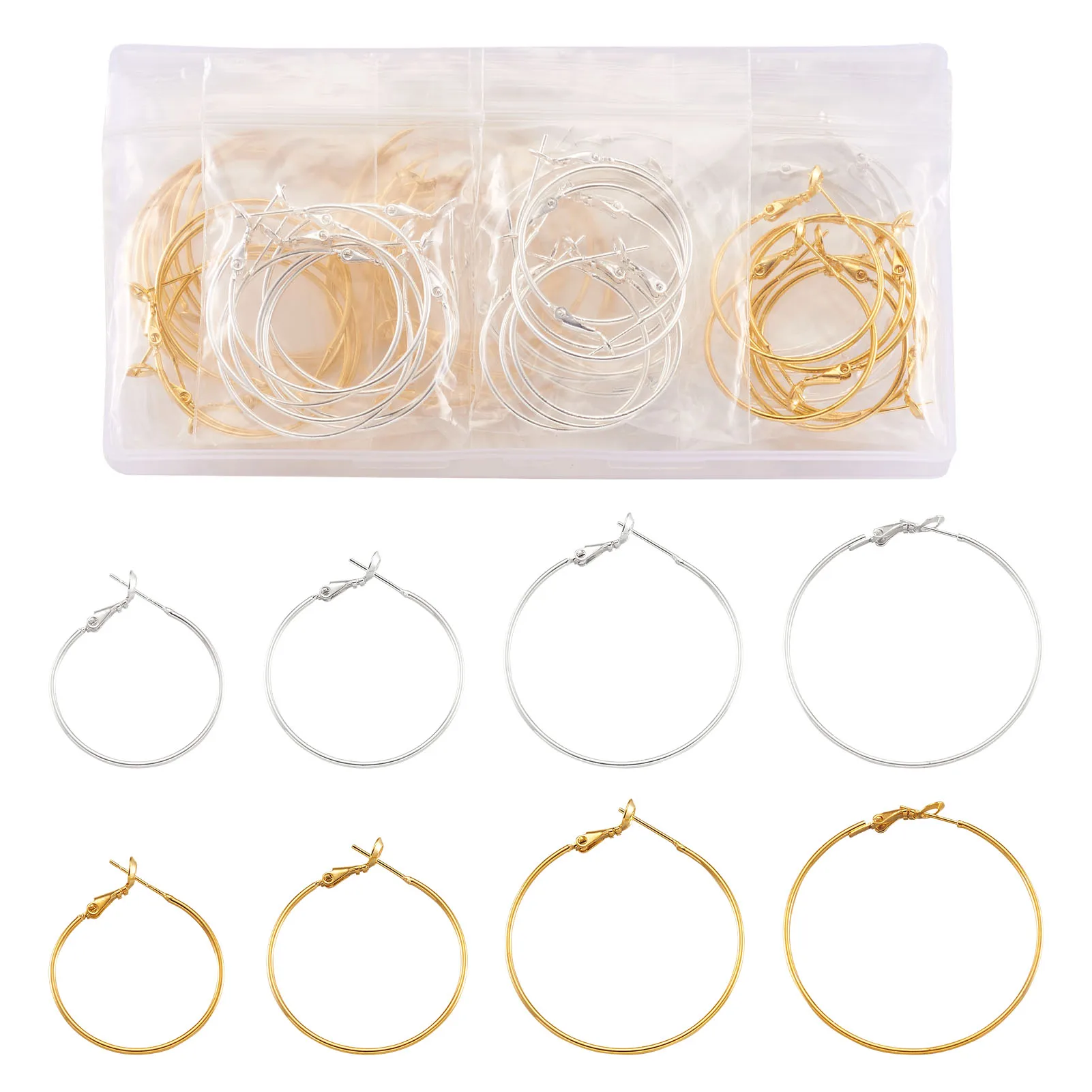 

64pcs/Box Nickel Free Brass Earring Hoops Findings Mixed Color For Women Fashion Jewelry Earrings Making DIY Accessories