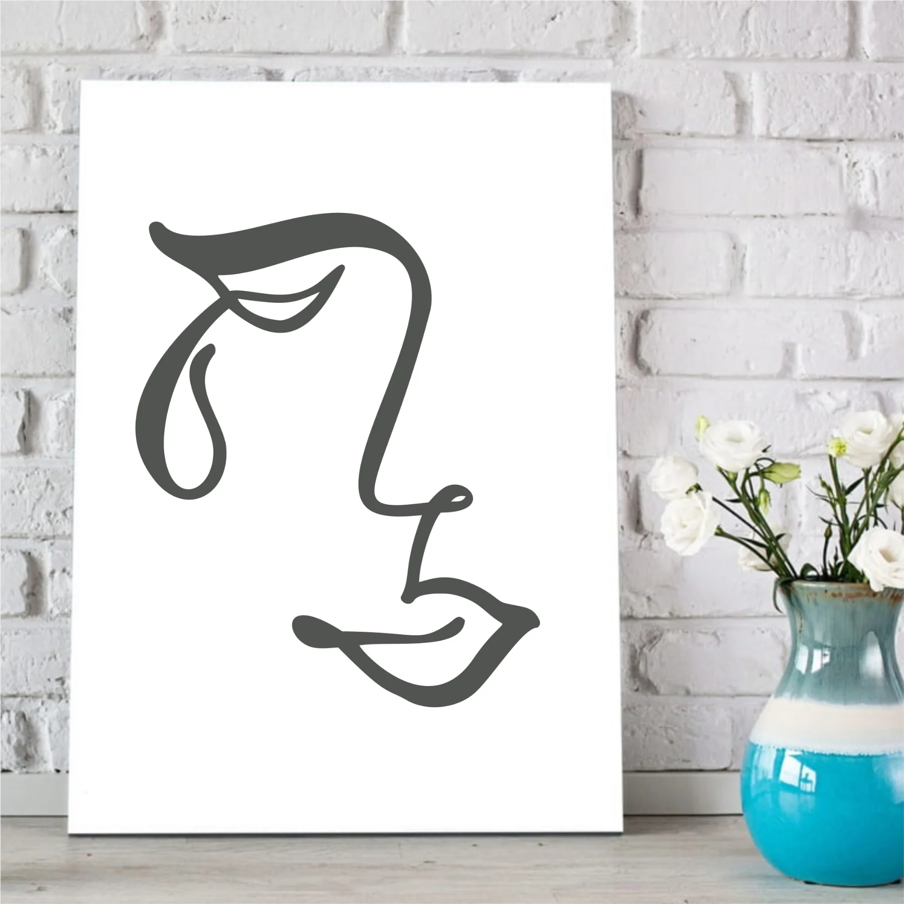 

Charcoal Abstract Face Portrait Design Canvas Table-15
