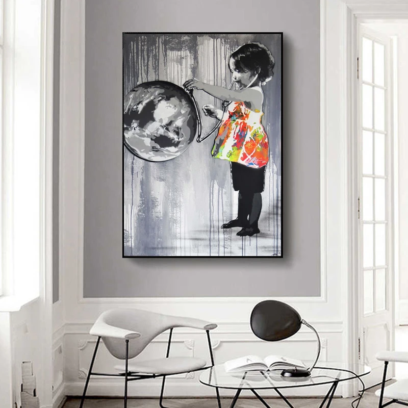 RELIABLI Арт холст Картины черно белый дети земли портретной фотографии дом стены