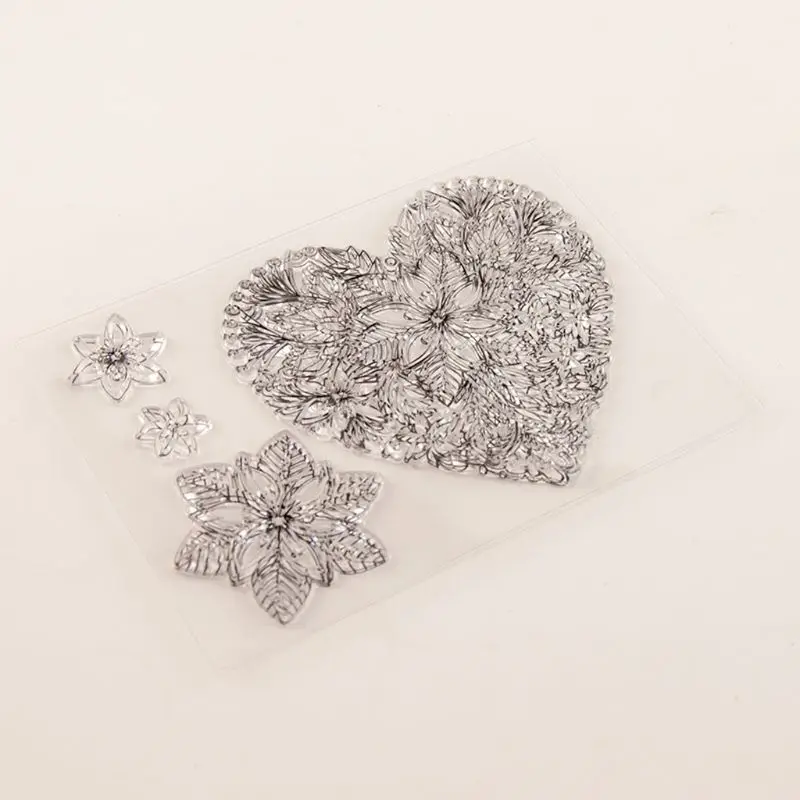 Сердце цветок силиконовый прозрачный печать штамп DIY Скрапбукинг тиснение фото