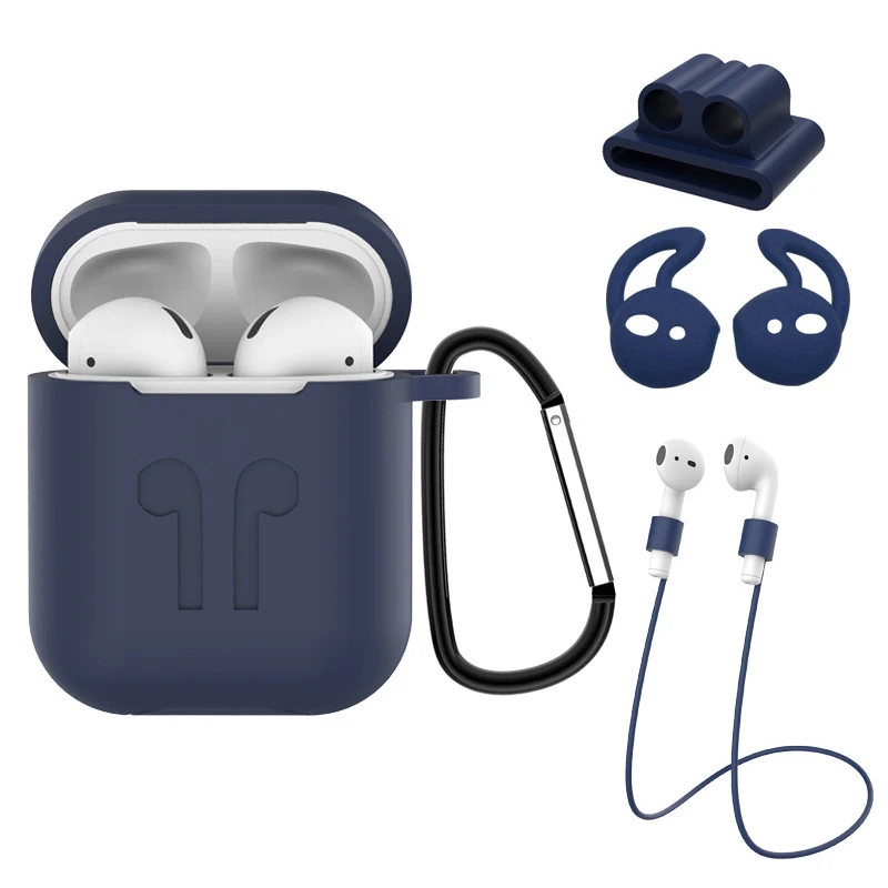 Dark blue Set 6 в i идеальный чехол для airpods 2 1 чехол противоударный для Apple Air pods 1 защитный чехол для наушников водонепроницаемый чехол s Аксессуары - Цвет: Dark blue Set