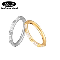 stainless steel piercing earring square zircon daith ring helix hinged clicker nose septum tragus cartilage piercing jewelry