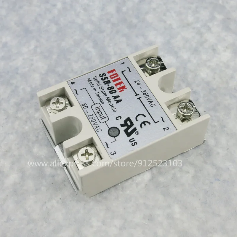 

10PCS SSR-80AA FOTEK Single-Phase Solid State Relay 80A AC control AC SSR80AA