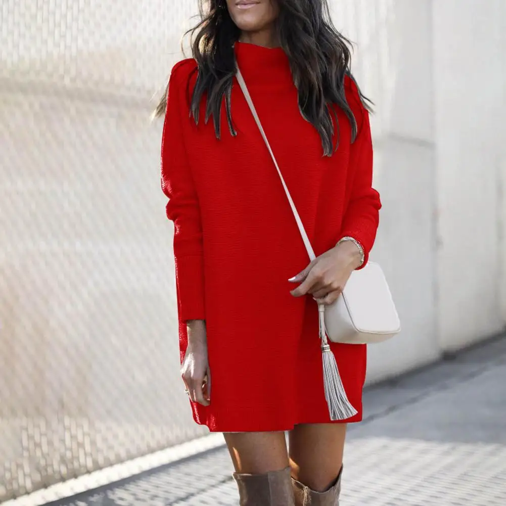 

Modern Female Dress Hard-wearing 3 Sizes Short Dress Stylish Autumn Knitted Dress