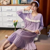 fdfklak casual large size night dress women new long sleeve cotton nightgowns for female loose nightshirt vestidos mujer