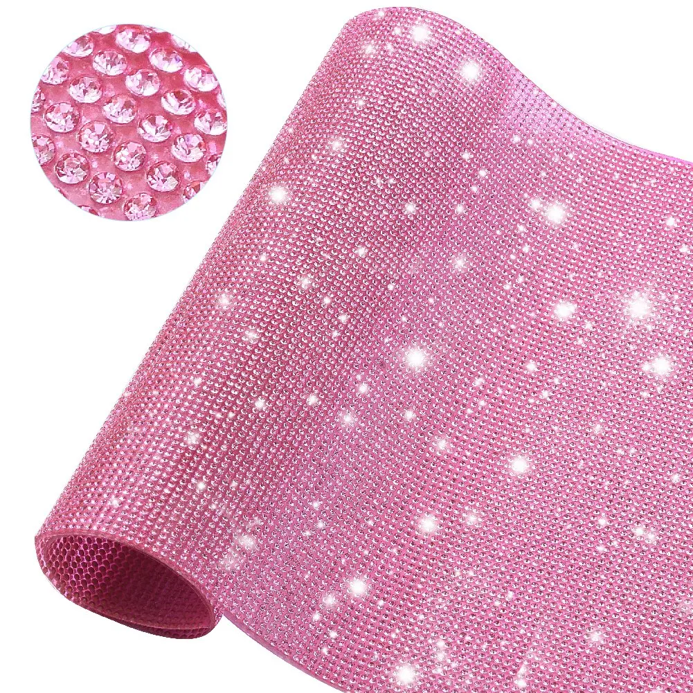

DIY Car Decoration Sticker Self-Adhesive Glitter Rhinestones Crystal Gem Stickers Pink Car Accessories