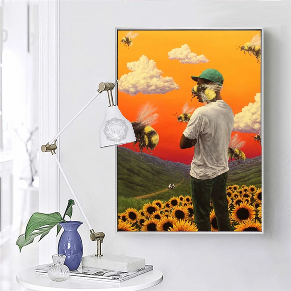Горячий Tyler The Creator цветок мальчик рэп музыка хип хоп альбом звезда плакат искусство светлые холщовые домашняя, комнатная, Настенная Декор с печатью