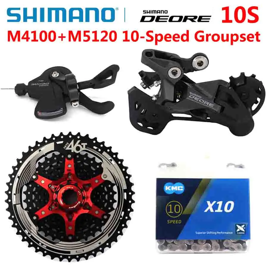 SHIMANO DEORE M4100 10S Groupset MTB Mountain Bike Groupset 1x10-Speed 11-42T 11-46T M5120 Rear Derailleur M4100 Shift Lever