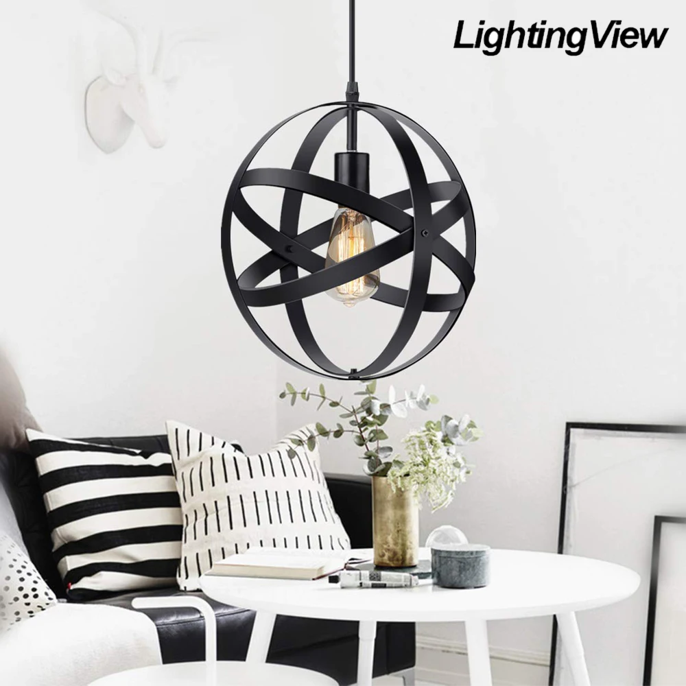 Vintage Hanging Spherical Metal Pendant Light Fixture for Kitchen Dining Room Entryway Foyer Table Hallway | Лампы и освещение