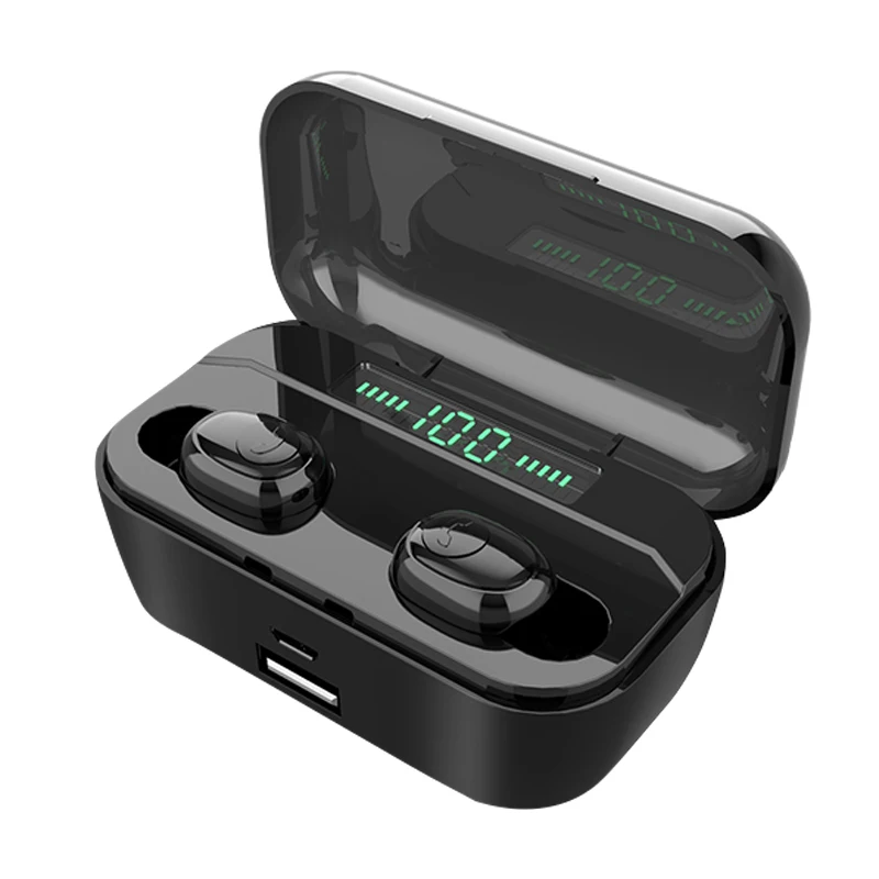 Binaural-LED-Black 8D Bluetooth 5,0 наушники беспроводные Heaphones стерео бас наушники гарнитуры с микрофоном 3500 мАч Мощность беспроводной зарядки коробка для телефона - Цвет: Binaural-LED-Black