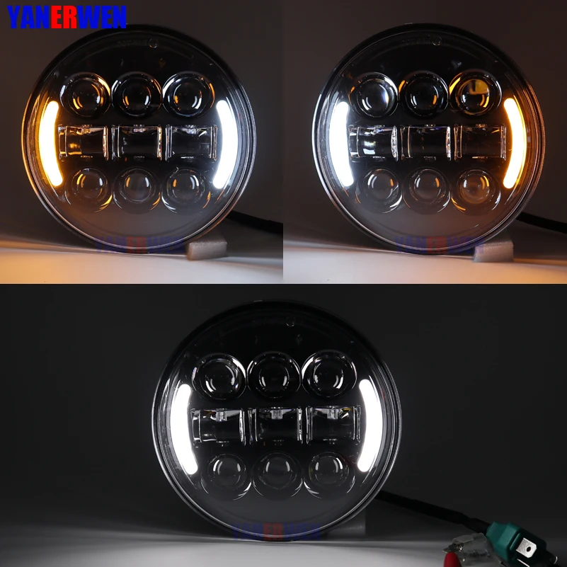 2 X 5.75 inch Iron 883 Dyna Headlamp 5.75&quot LED Headlights DRL for Triumph Rocket iii 3 Speed Tripl &amp Street Triple 5 3/4&quot Lamp |