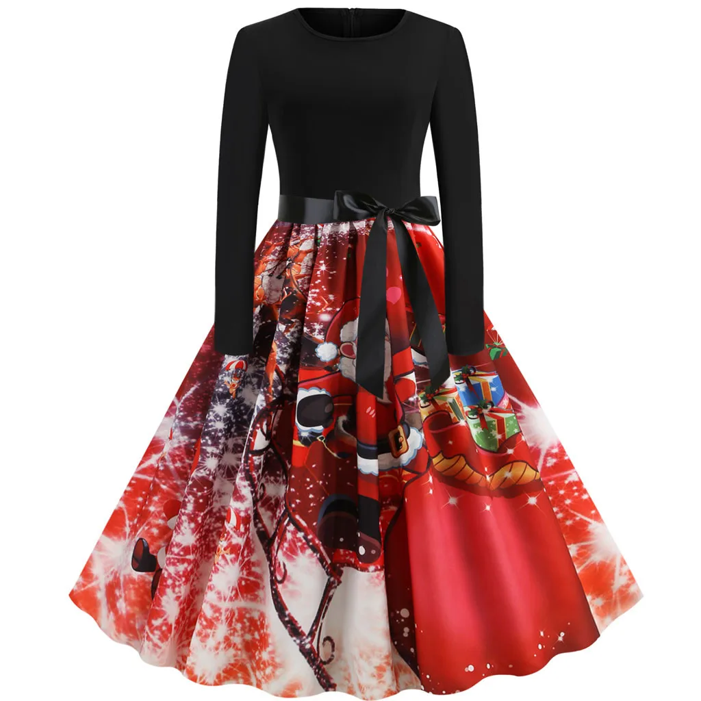 Женское платье с длинным рукавом junxi WAN черное Повседневное подолом круглым