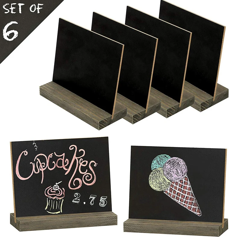 6 шт в деревенском стиле с надписями мелом и знак доски деревянной подставкой для