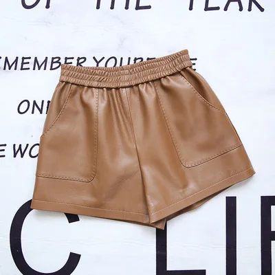 

MESHARE Women Spring Genuine Real Sheep Leather Shorts E47