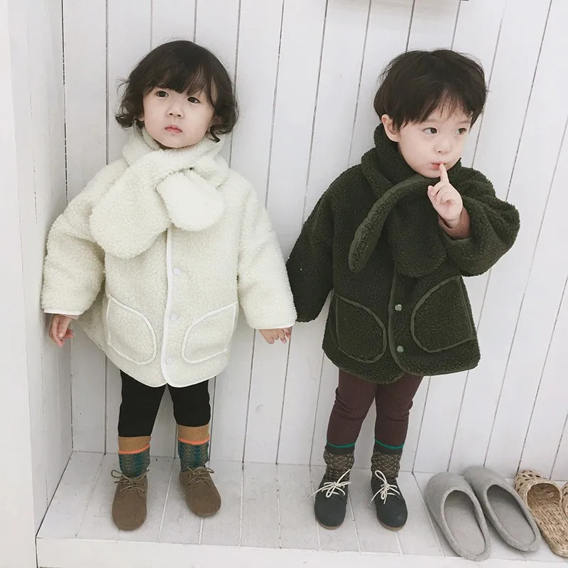 

Autumn and winter children, Japan and South Korea both sides wear lamb wool quilted cotton-padded jacket plus velvet padded jac