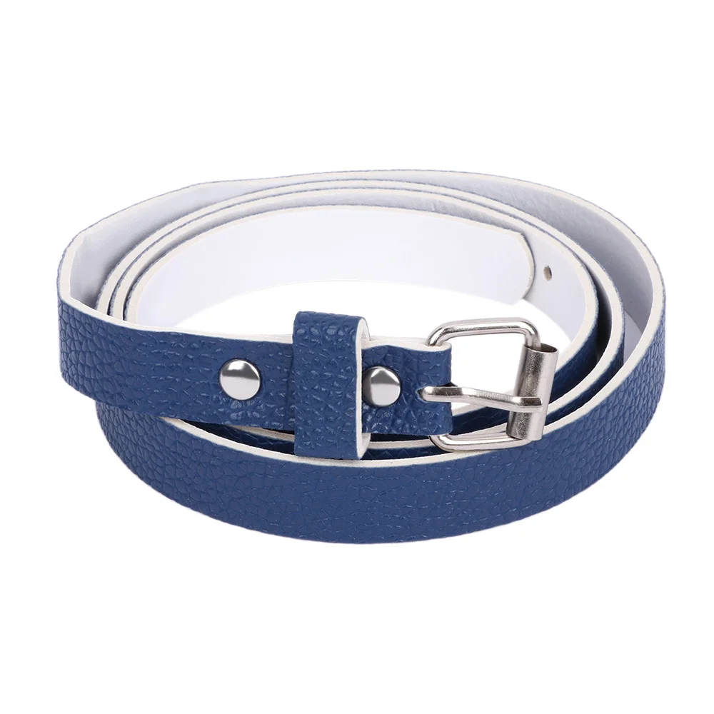 Dark Blue Модный женский поясной ремень, 8 цветов, женский тонкий ремень из искусственной кожи для девушек, повседневный пояс с металлической пряжкой - Цвет: Dark Blue