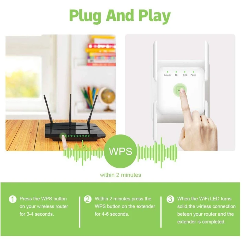 

11UB Wireless Repeater 2.4G/5G Dual-band Network Signal Amplifier Booster Wifi Signal Extender Dual Bands