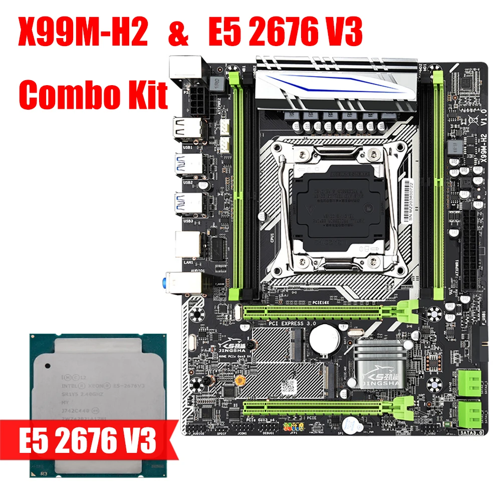 

X99M-H2 & E5 2676 V3 support LGA2011-V3 Professional 4 Channel DDR4 Desktop Computer Motherboard Module USB3.0 M.2 WIFI NUME M.2