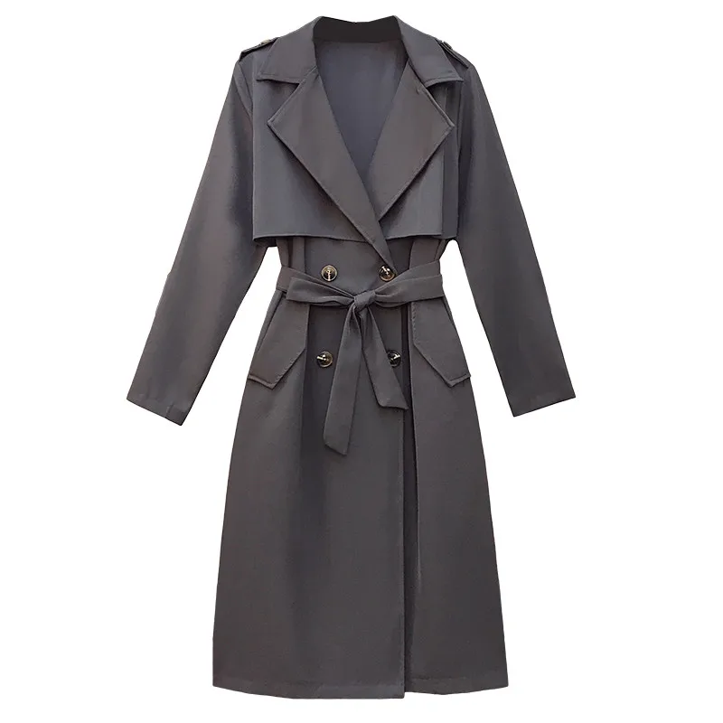

New Mid-length Windbreaker 2021 Spring Autumn Plus Size Women's Slim Casual Long Trench Coats f270