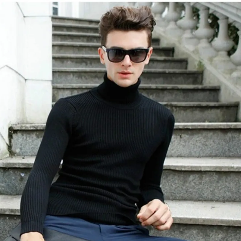 Мужской свитер 2020 новый осенне зимний мужской однотонный Повседневный с высоким