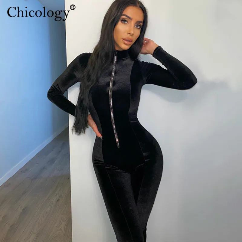 Chicology 2020 бархатный комбинезон с длинным рукавом женский элегантный облегающий