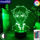 Забавный светодиодный ночник Saiki Kusuo, счастливая жизнь сайки кузуо, аниме косплей, 3D лампа манга, украшение для спальни, Otaku подарок для подростков