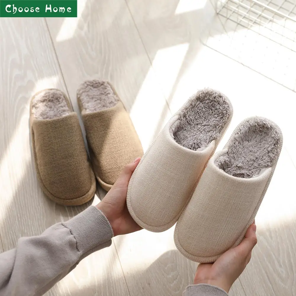 

Women Slippers Winter Cotton Mens Home Fur Slippers Cozy Fleece Indoor House Warm Shoes For Women Furry Fashion Couple