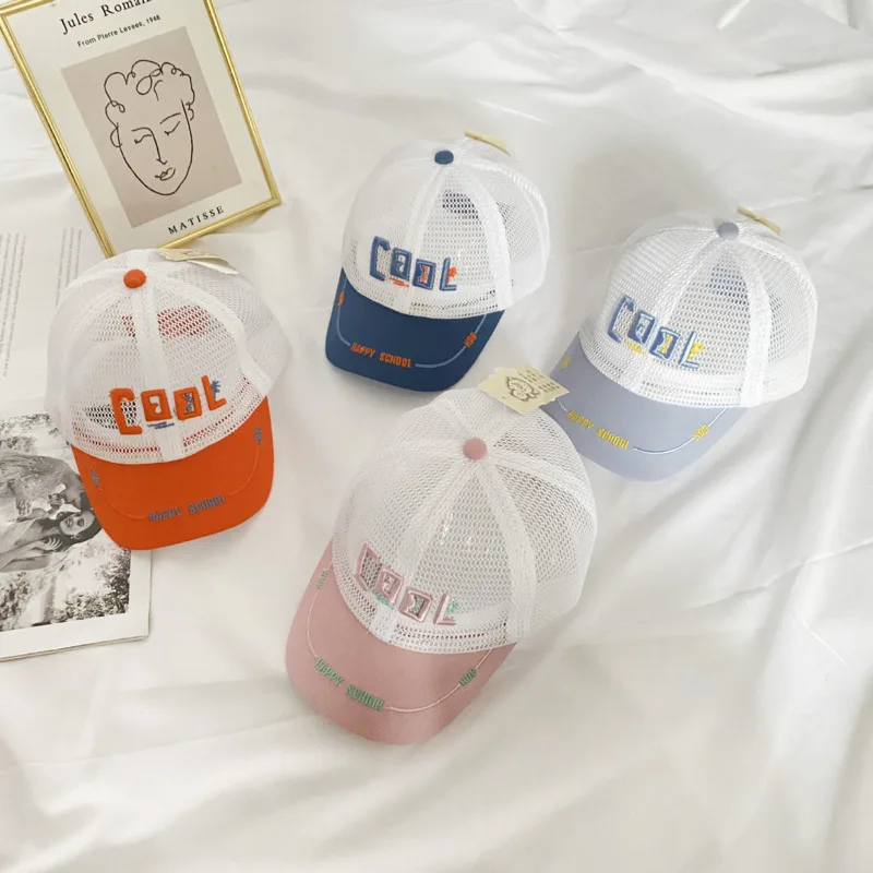 

Letter Cool Embroidery Kids Baseball Cap Summer Mesh Breathable Boys Girls Sun Hat Hip Hop Children Outdoor Beach Casual Cap