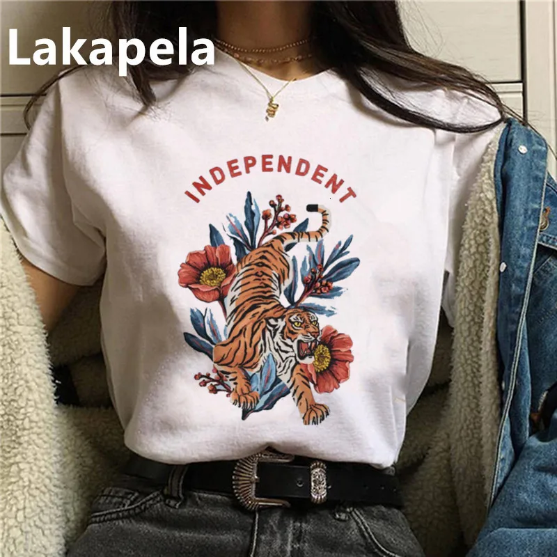 Футболка женская с тигровым принтом в стиле Харадзюку коротким рукавом топ