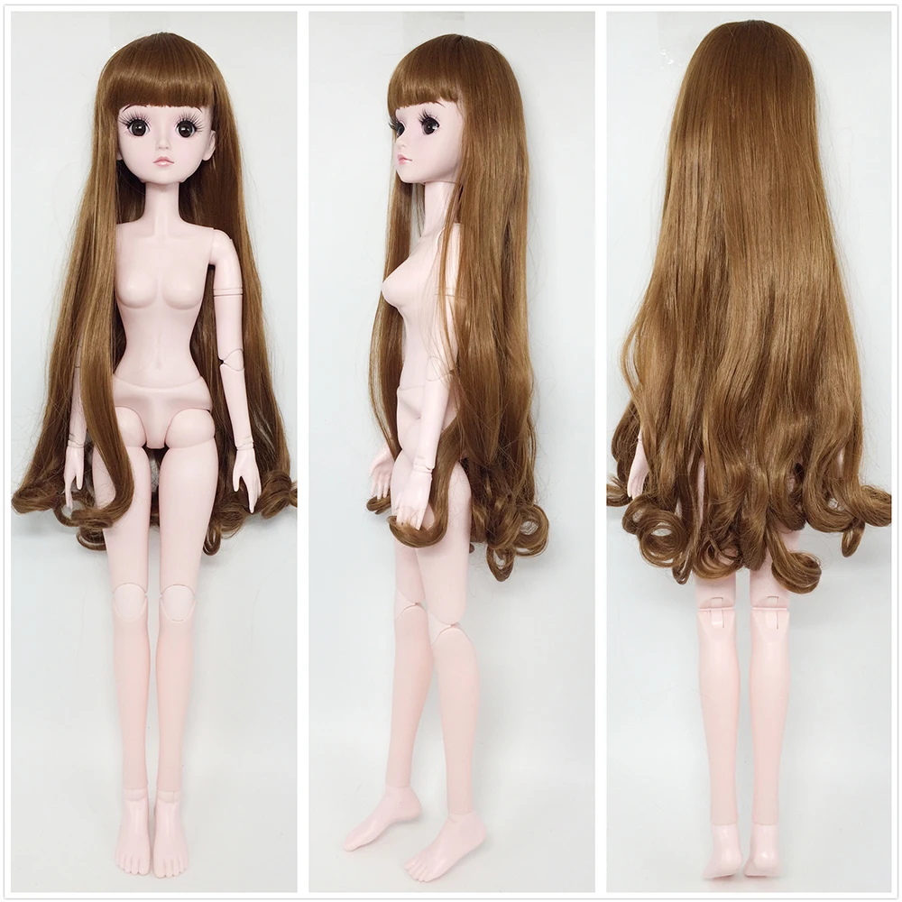 Волосы для 1/3 BJD 60 см девушка Кукла Высокая температура коричневый куклы парики