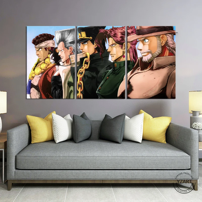 

3 шт. приключения Джоджо-Stardust Crusaders картины холст Картины аниме плакат картина для домашнего декора стены искусства-без рамки